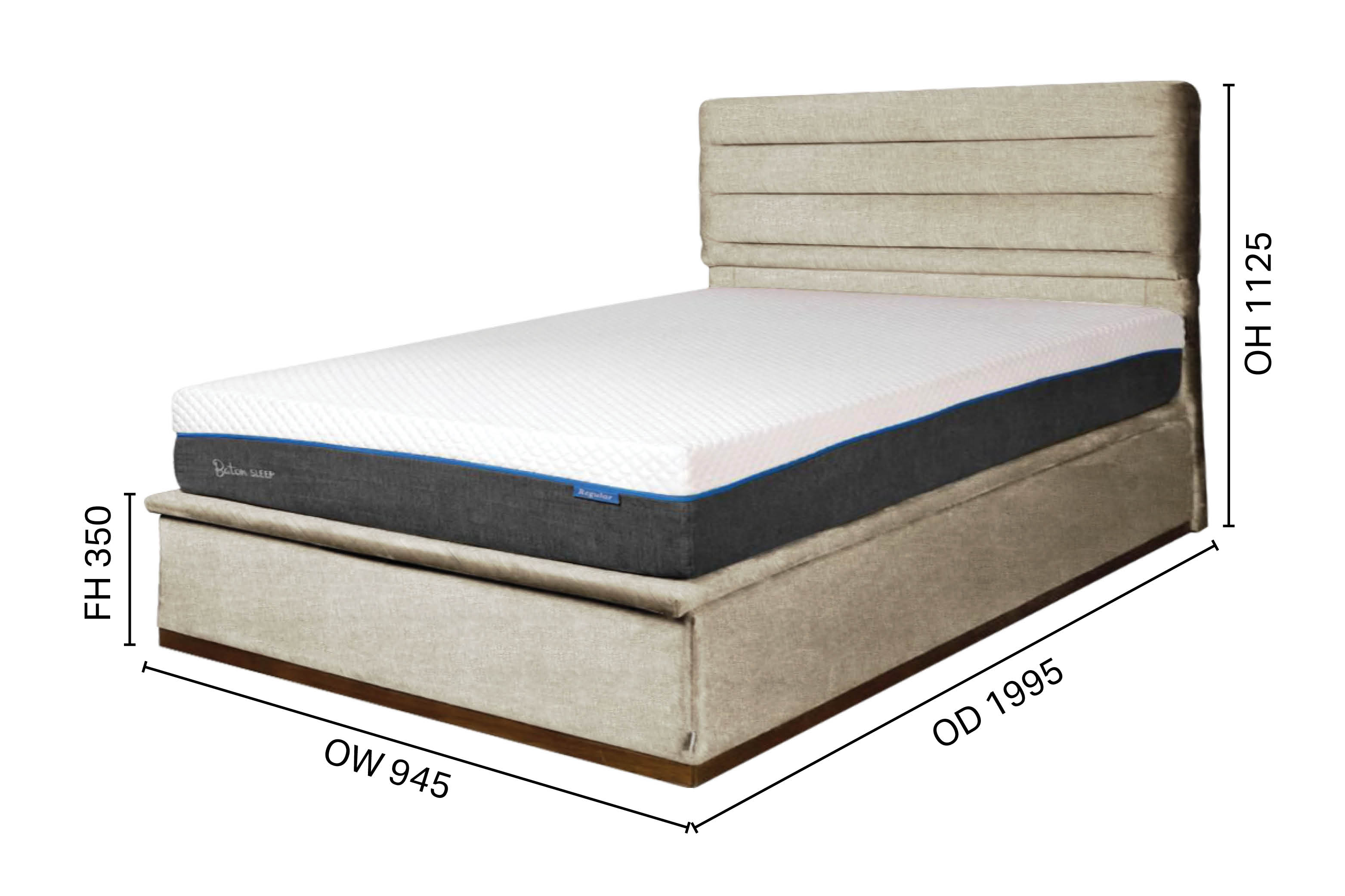 Ascot Storage Bed Frame with Headboard - Single